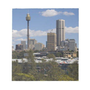 Australia, Sydney, Potts Point. Sydney skyline. Notepad