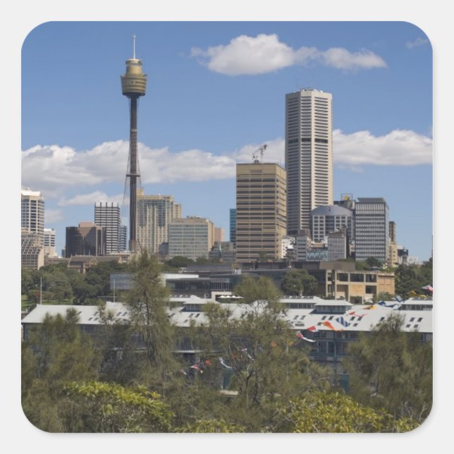 Australia, Sydney, Potts Point. Sydney skyline. Square Sticker (Front)