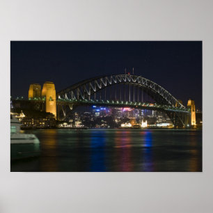 Australia, Sydney. Sydney harbour at night. Poster