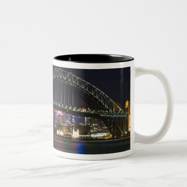 Australia, Sydney. Sydney harbour at night. Two-Tone Coffee Mug (Right)