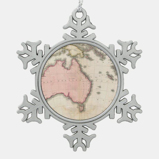 Australia & the South West Pacific Snowflake Pewter Christmas Ornament (Front)