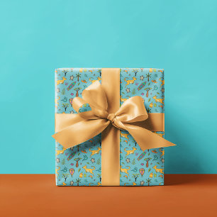 Australia Themed Pattern Teal Green Wrapping Paper