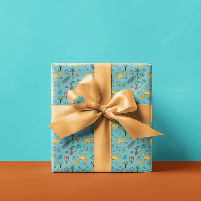 Australia Themed Pattern Teal Green Wrapping Paper (Creator Uploaded)