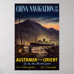 Australia to Orient Steam Ship Lines Poster