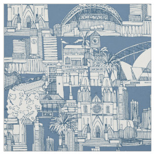 Australia toile de jouy cobalt denim fabric