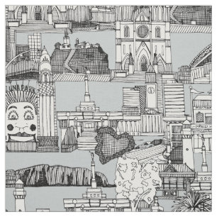 AUSTRALIA toile de jouy monochrome Fabric