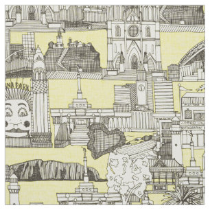 AUSTRALIA toile de jouy vintage yellow Fabric