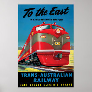 Australia Train Travel Poster Vintage Railway