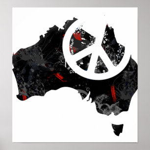 Australia Trendy Peace Sign with Australian map