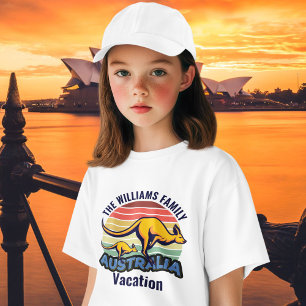 Australia Trip Cute Kangaroo Sunset Custom Kids T-Shirt