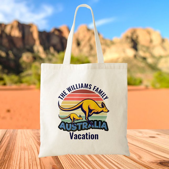 Australia Trip Cute Kangaroo Sunset Custom Tote Bag (Creator Uploaded)