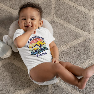 Australia Trip Kangaroo Sunset Custom Baby Bodysuit