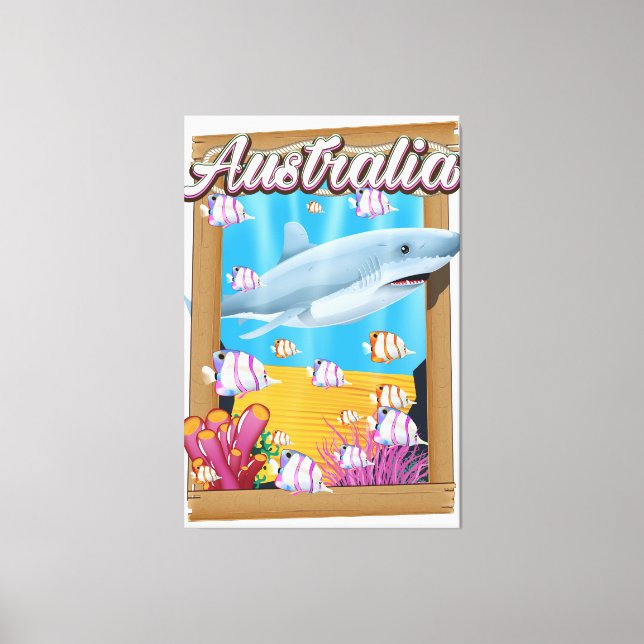Australia Underwater shark travel poster Canvas Print (Front)