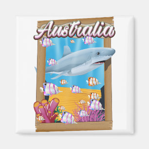 Australia Underwater shark travel poster Magnet