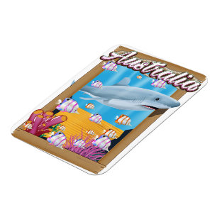 Australia Underwater shark travel poster Magnet