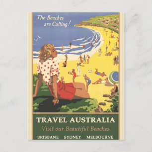 Australia vintage poster holiday postcard