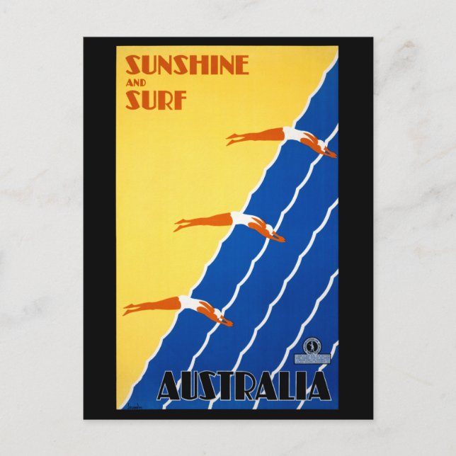 Australia Vintage Poster Restored Postcard (Front)