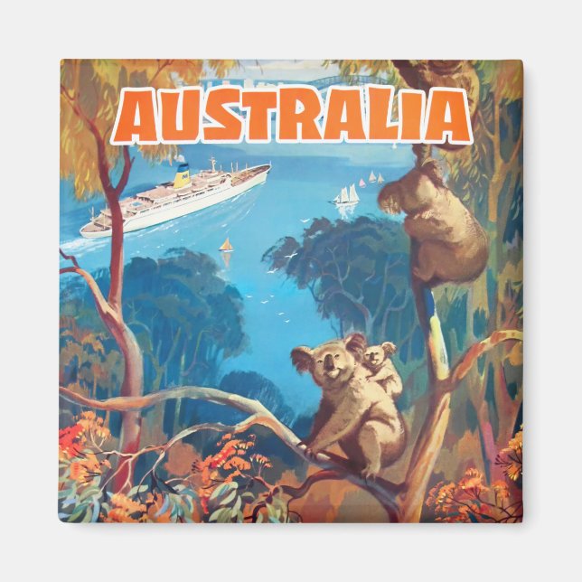 Australia vintage travel magnet (Front)