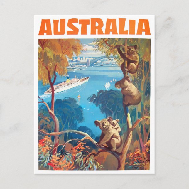 Australia vintage travel postcard (Front)
