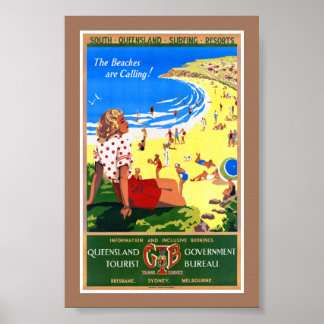Australia Vintage Travel Poster Restored