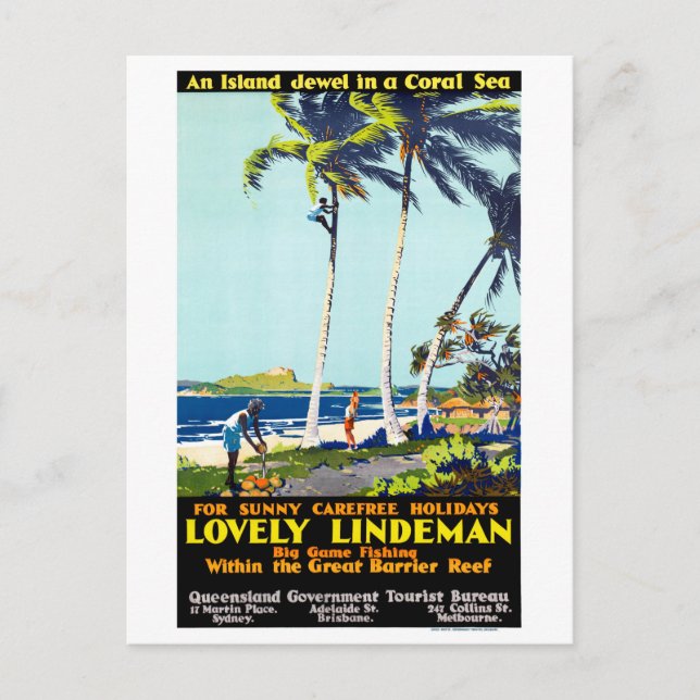 Australia Vintage Travel Poster Restored Postcard (Front)