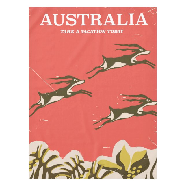 Australia vintage vacation print tablecloth (Front)