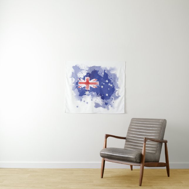 Australia Watercolor Map Tapestry (In Situ (Horizontal))