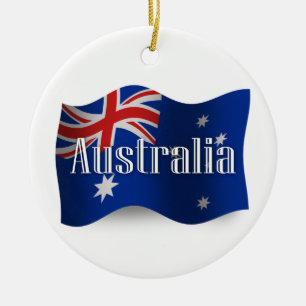 Australia Waving Flag Ceramic Tree Decoration