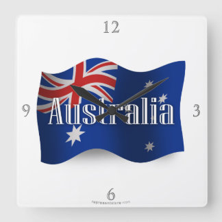 Australia Waving Flag Square Wall Clock
