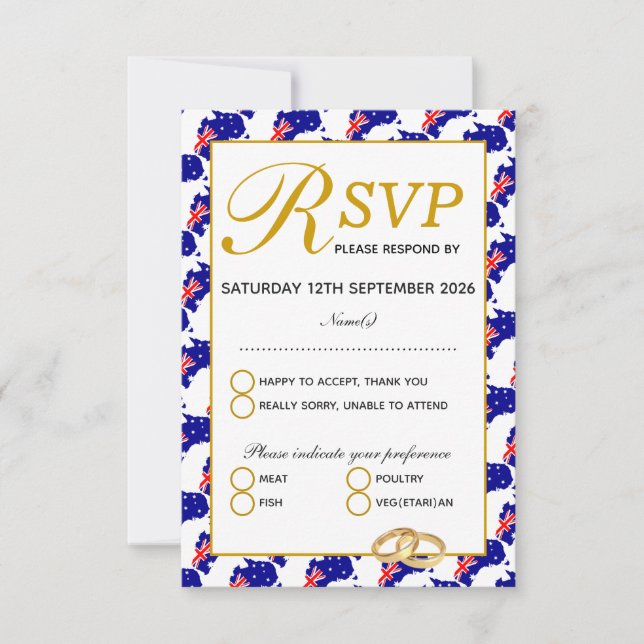 AUSTRALIA Wedding RSVP Response Card (Front)