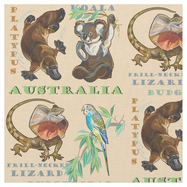 Australia wildlife fabric (Close Up)