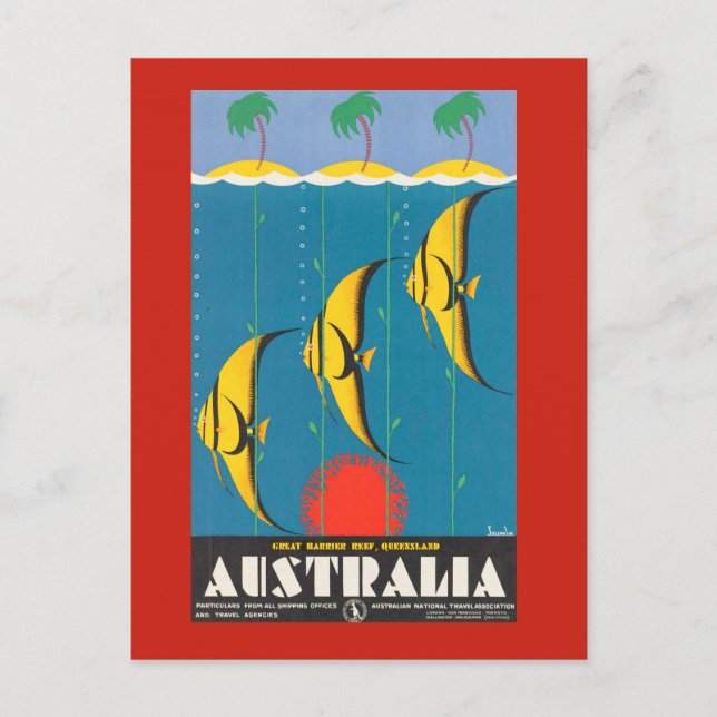Australia with Fish Travel Postcard (Front)