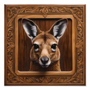 Australian 3D Wood Print Kangaroo,