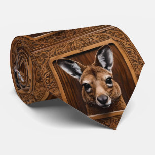 Australian 3D Wood Print Kangaroo, Tie