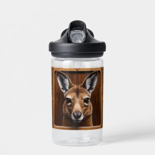 Australian 3D Wood Print Kangaroo, Water Bottle