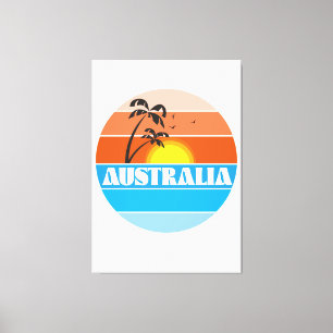 Australian 80s sunset retro logo canvas print