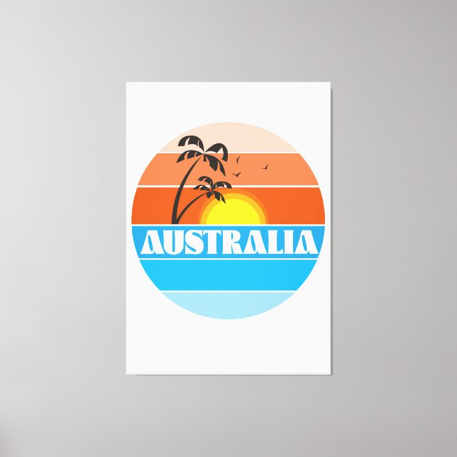 Australian 80s sunset retro logo canvas print (Front)