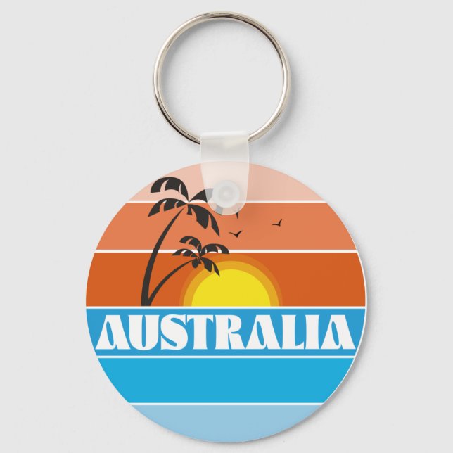 Australian 80s sunset retro logo metal print class key ring (Front)