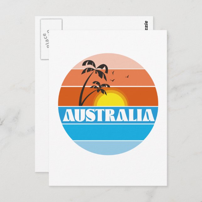 Australian 80s sunset retro logo postcard (Front/Back)