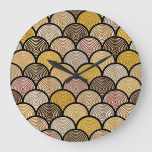 Australian Aboriginal: Colourful Dotted Vintage Large Clock