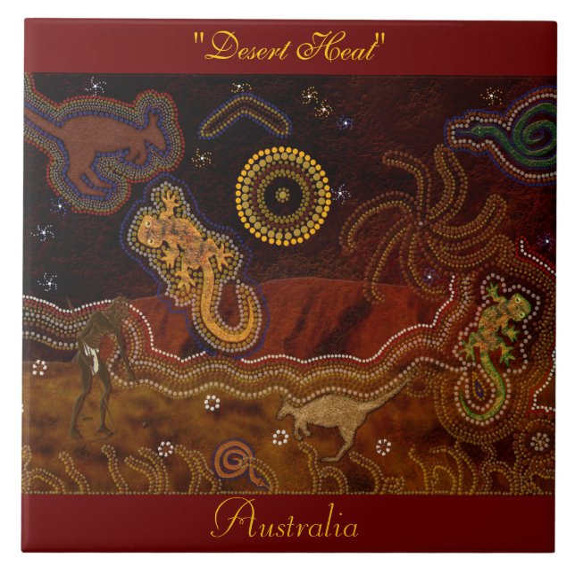 Australian Aboriginal Desert Animals 6' Art Tile (Front)