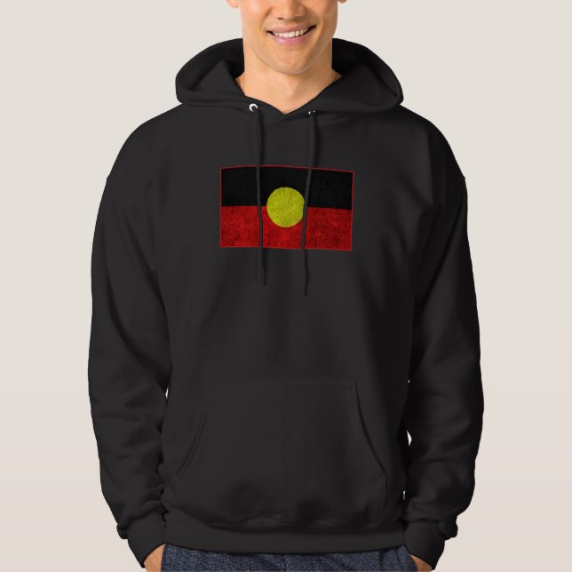 Australian Aboriginal Distressed Flag Aborigines Hoodie (Front)