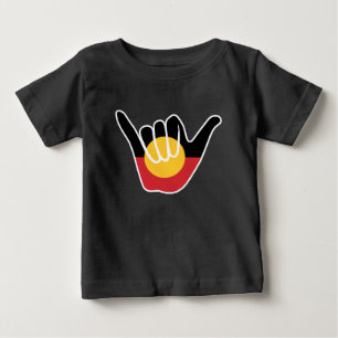 Australian Aboriginal Flag Shaka sign hang loose Baby T-Shirt
