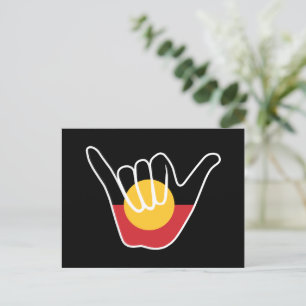 Australian Aboriginal Flag Shaka sign hang loose Postcard
