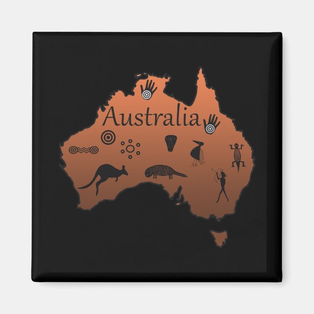australian aboriginal map with symbols magnet (Front)