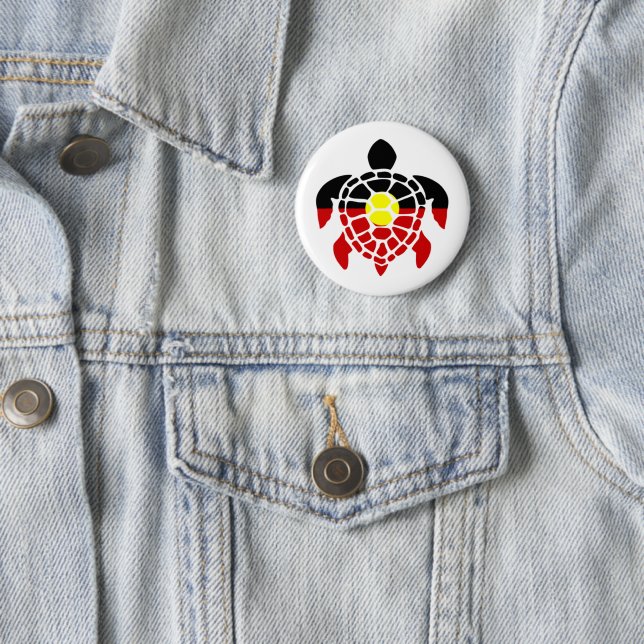 Australian Aboriginal Sea Turtle 6 Cm Round Badge (In Situ)