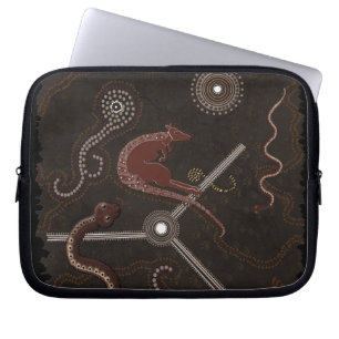 Australian Aboriginal Style Kangaroo & Lizards Laptop Sleeve