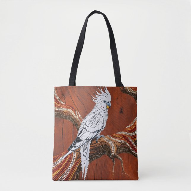 Australian Aboriginal-themed Cockatiel Tote Bag (Front)