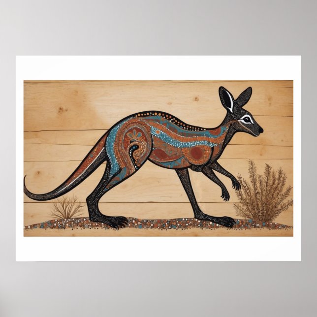 Australian Aboriginal-themed Sunset on a Lake Poster (Front)