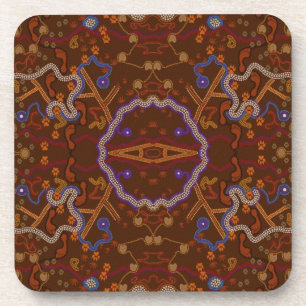 Australian Aborigine Walkabout with Animal Tracks Coaster